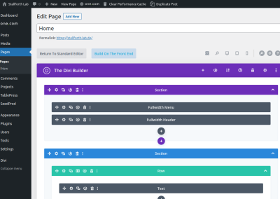screenshot of a CMS for creating websites